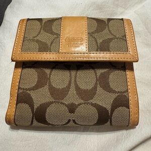 Coach Signature Brown and Tan Wallet